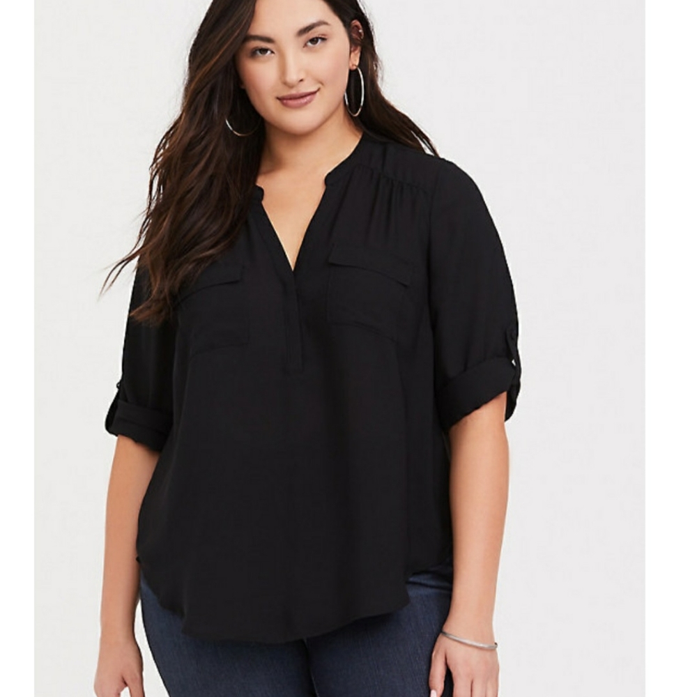 Black georgette pullover blouse